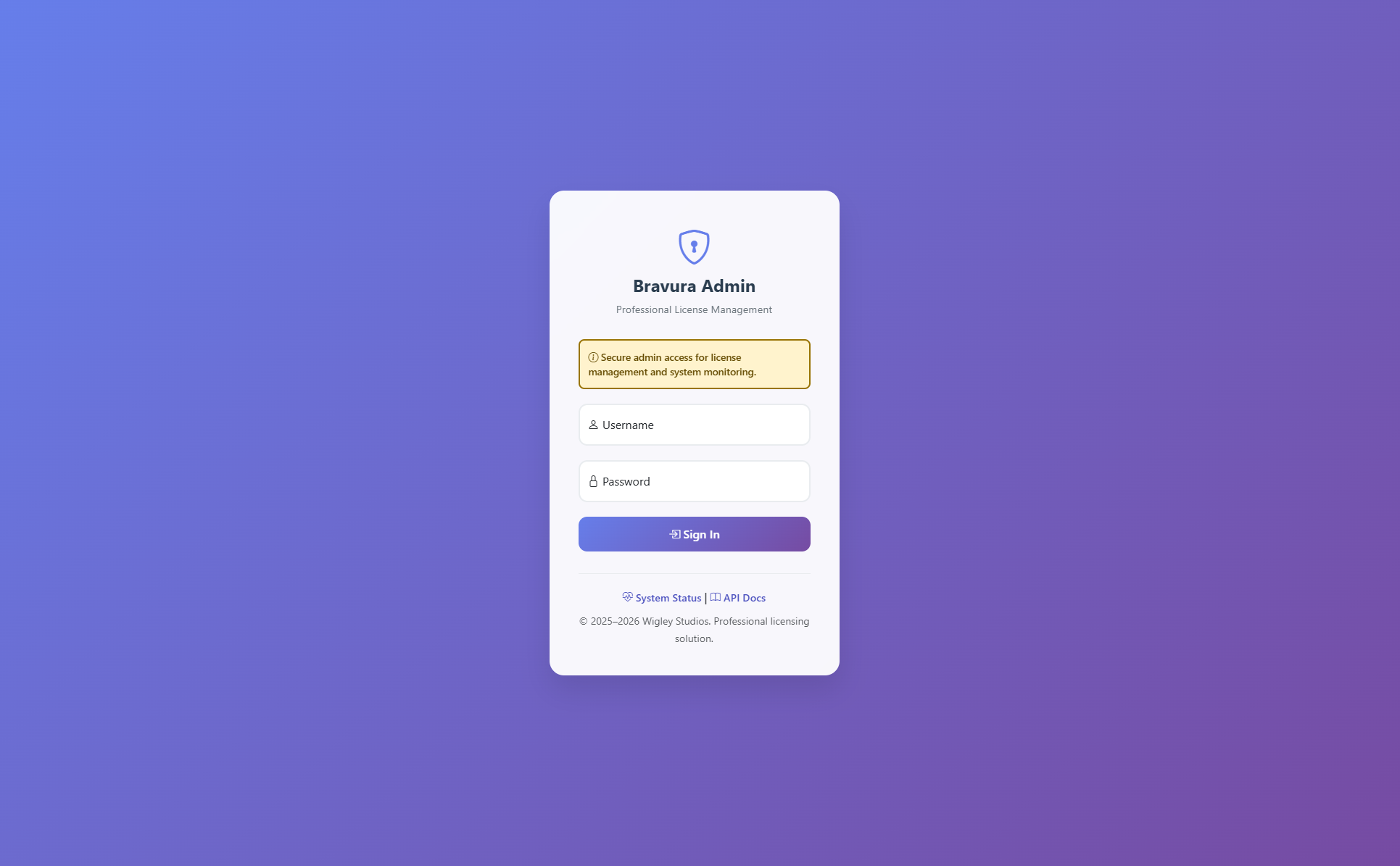 Admin Pro Login Screen