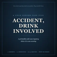 Animated cover of Accident, Drink Involved. Frost grows in from the edges of the dark blue cover, around the line Ten winters ago they ruled it an accident. They shouldn't have. Then the title ices over, frost spreading across its letters.