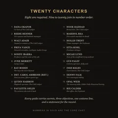 The cast of The Hundredth Episode: twenty characters and their roles. Characters one to eight are required; nine to twenty join in number order.